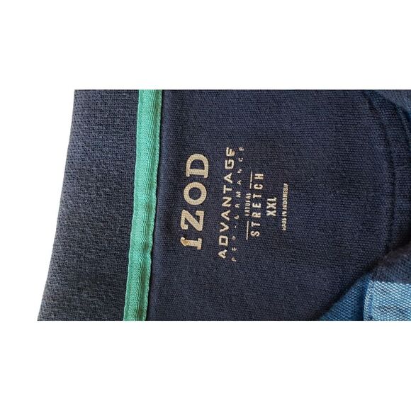 Izod Advantage Performance Sport Stretch 2XL Polo Shirt Mens Blue Stripe Golf - Picture 7 of 10